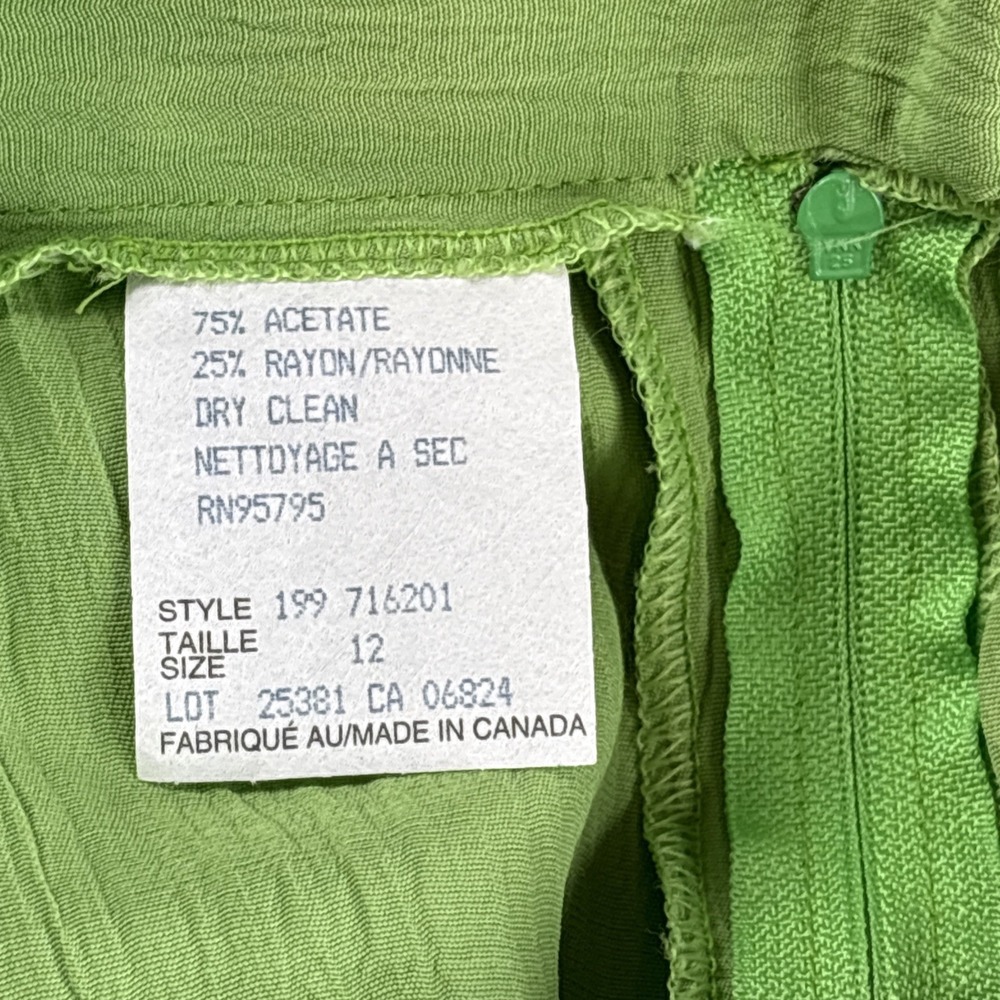 Vintage Jolibel 2 Piece Pant Set Size 12 Chartreuse Green Safari Trousers Canada - Picture 4 of 6